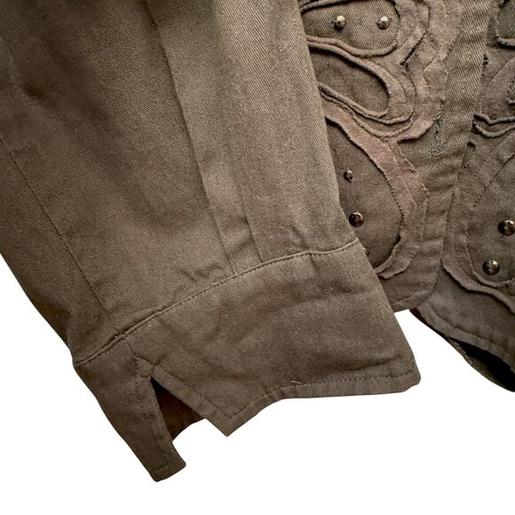 Liz & Me Liz Claiborne Jacket Plus Size 5X Brown Boho Applique Casual Womens - Picture 7 of 8